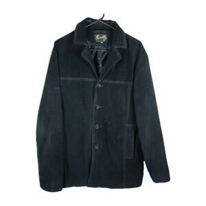 Scully Men's Vintage Sz Large Black Genuine Leather Suede 4 Button Jacket